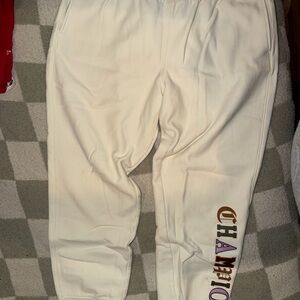 Champion Cream Joggers with Multicolor Logo